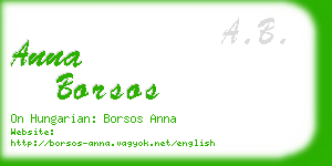 anna borsos business card